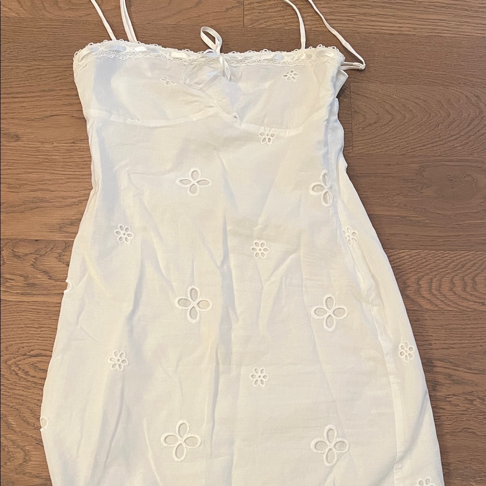 Meshki White Eyelet Slip Dress